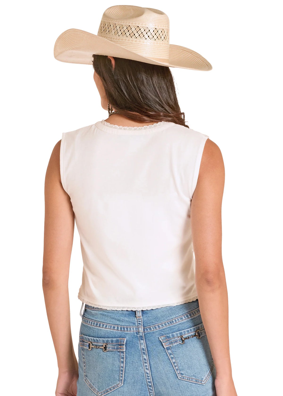 Women's Panhandle Slim Lace Insert Tank in Natural