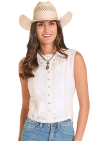 Women's Panhandle Slim Lace Insert Tank in Natural