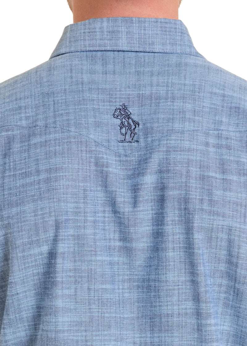 Panhandle Slim Men's S/S Western Snap Shirt in Blue