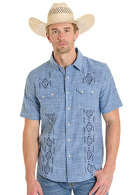 Panhandle Slim Men's S/S Western Snap Shirt in Blue