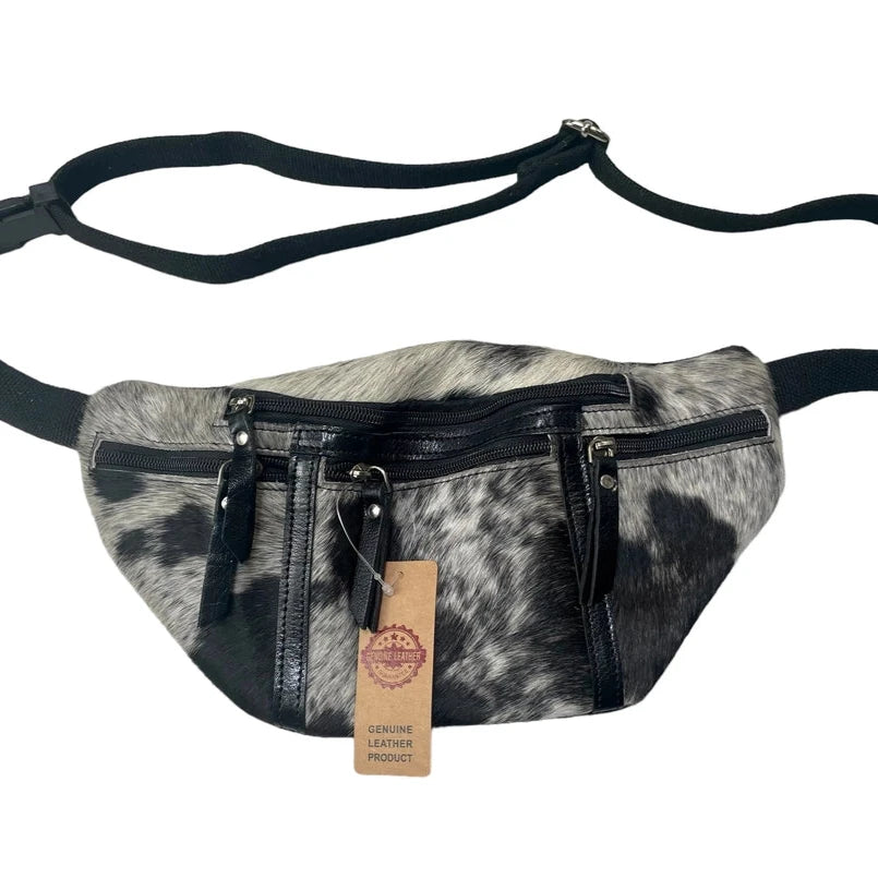 Vintage Cowhide Fanny Pack Sling in Black