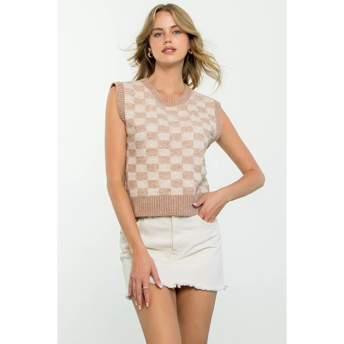 Women's Checkered Sweater Vest