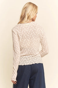 Women's L/S Sheer Floral Lace Mesh Top (3 Color Options) (Available in Plus Sizes)