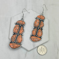 Rectangle Stone Cluster Drop Earrings (3 Colors Available)