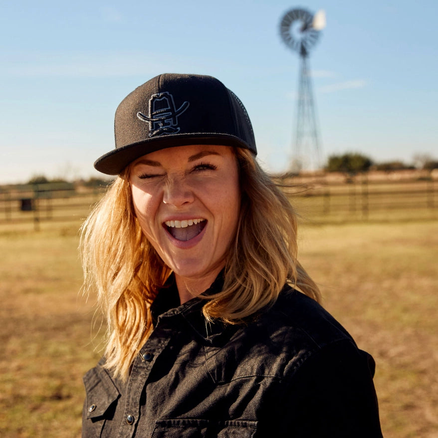 Cowboy Cool "Blackout" Trucker Hat in Black