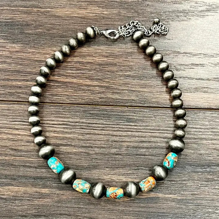15"  Navajo Inspired Gemstone Beaded Necklace