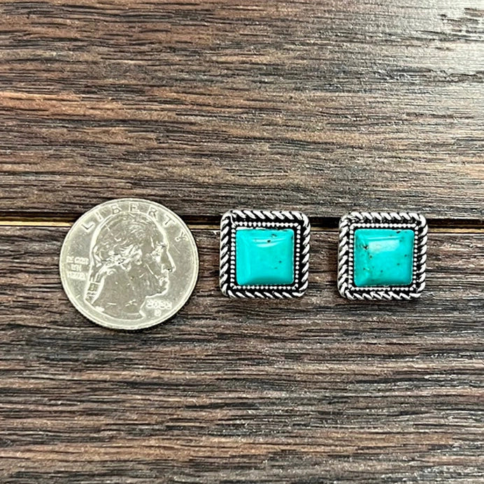 10mm Square Turquoise Stud Earrings
