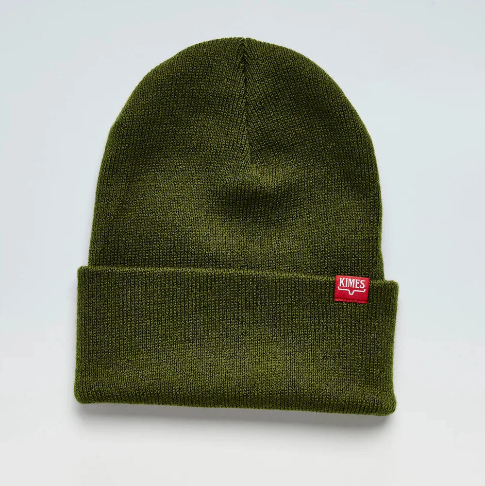 Kimes Ranch Solid Olive Green Clip Tag Logo Beanie