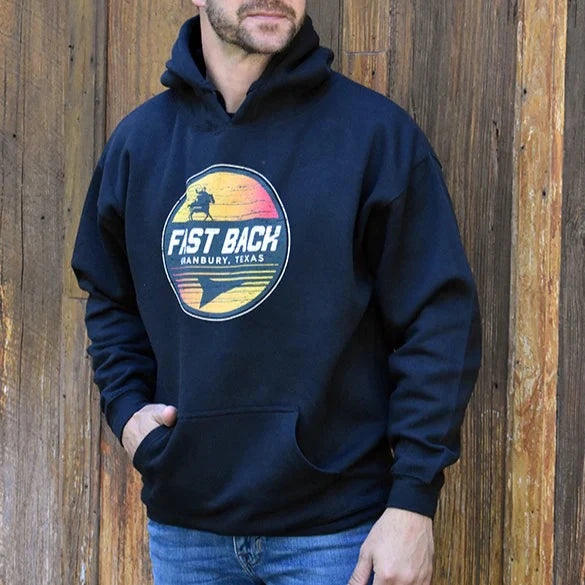Fast Back Men's Sunset Logo Hooded Sweatshirt in Black