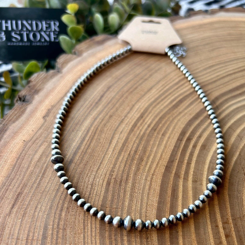 14" Genuine Silver Navajo Pearl Triple Saucer Necklace
