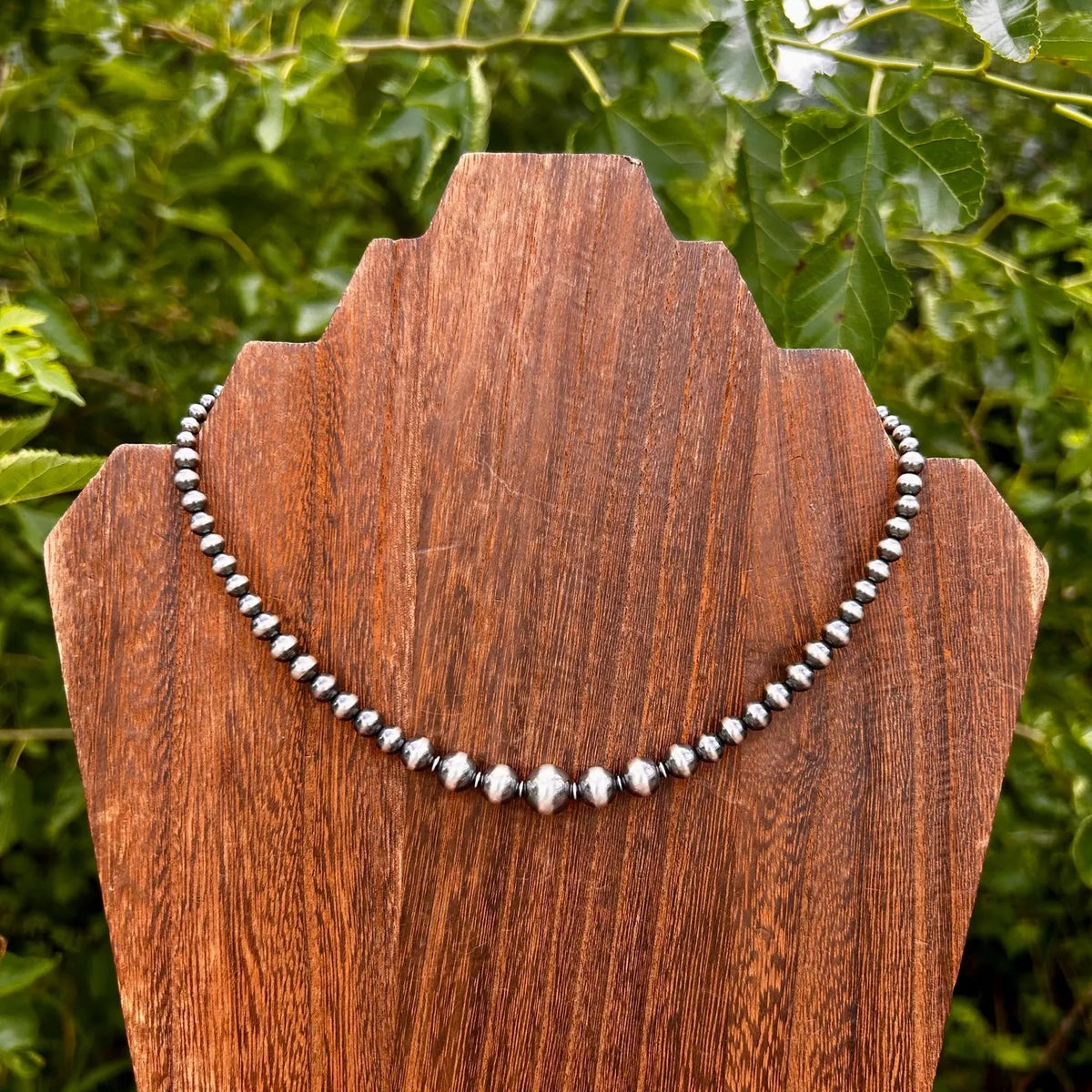 Thunder & Stone 14" Graduated Sterling Silver Navajo Style Pearl Choker Necklace