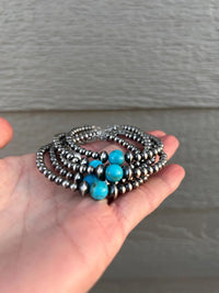 Thunder & Stone Sterling Silver Pearl Bracelet with Genuine Kingman Turquoise