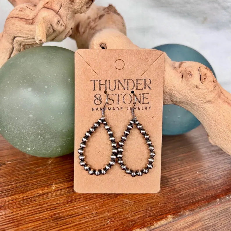 Thunder & Stone Sterling Silver Pearl Teardrop Hoop Earrings