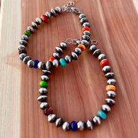 Thunder & Stone Genuine Mixed Gemstone and Sterling Silver Pearl Western Bracelet