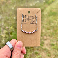 Thunder & Stone Dainty Sterling Silver Navajo Style Pearl Necklace with Pink Conch