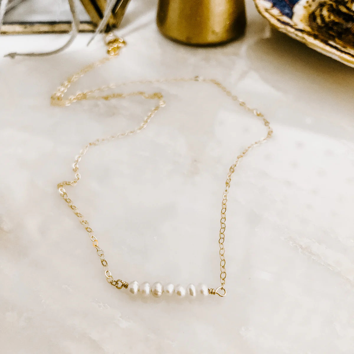 Derive 14K Gold Filled Tiny Freshwater Pearl Bar Necklace