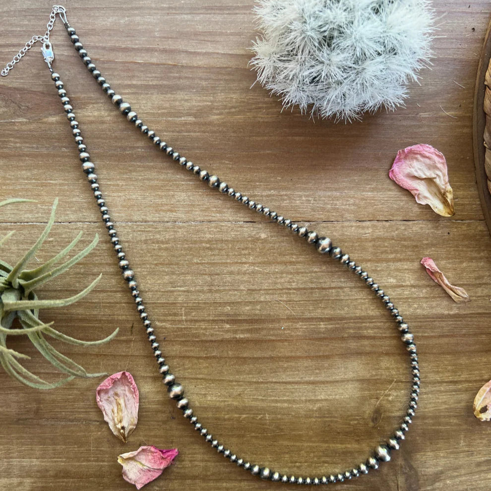 22" Graduated Sterling Silver Pearl Necklace
