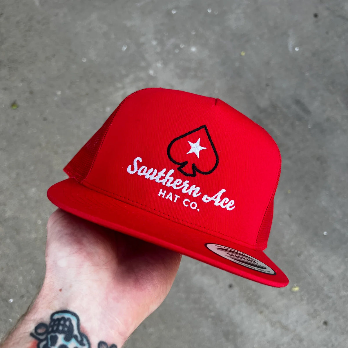 Southern Ace Hat Co. "Ace of Spades" Trucker Hat in Red