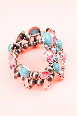 Western Madison Heights Turquoise and Pink Silver Tone  display picture 3