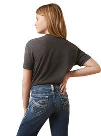 Ariat Girl's Cow Girl Graphic T-shirt in Charcoal Heather