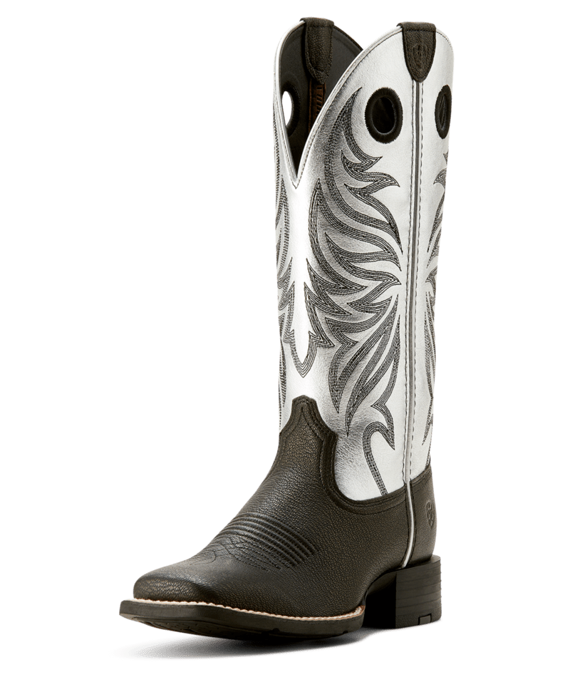 Ariat Women's Round Up Ryder Western Boot in Dark Carbon/ Antique Silver