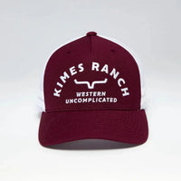 Kimes Ranch Cantor Ball Cap in Burgundy & White