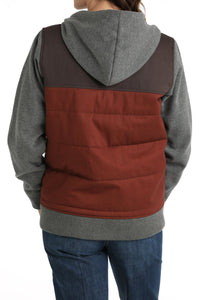 Cinch Women's Canvas Hoodie Jacket in Gray & Burgundy