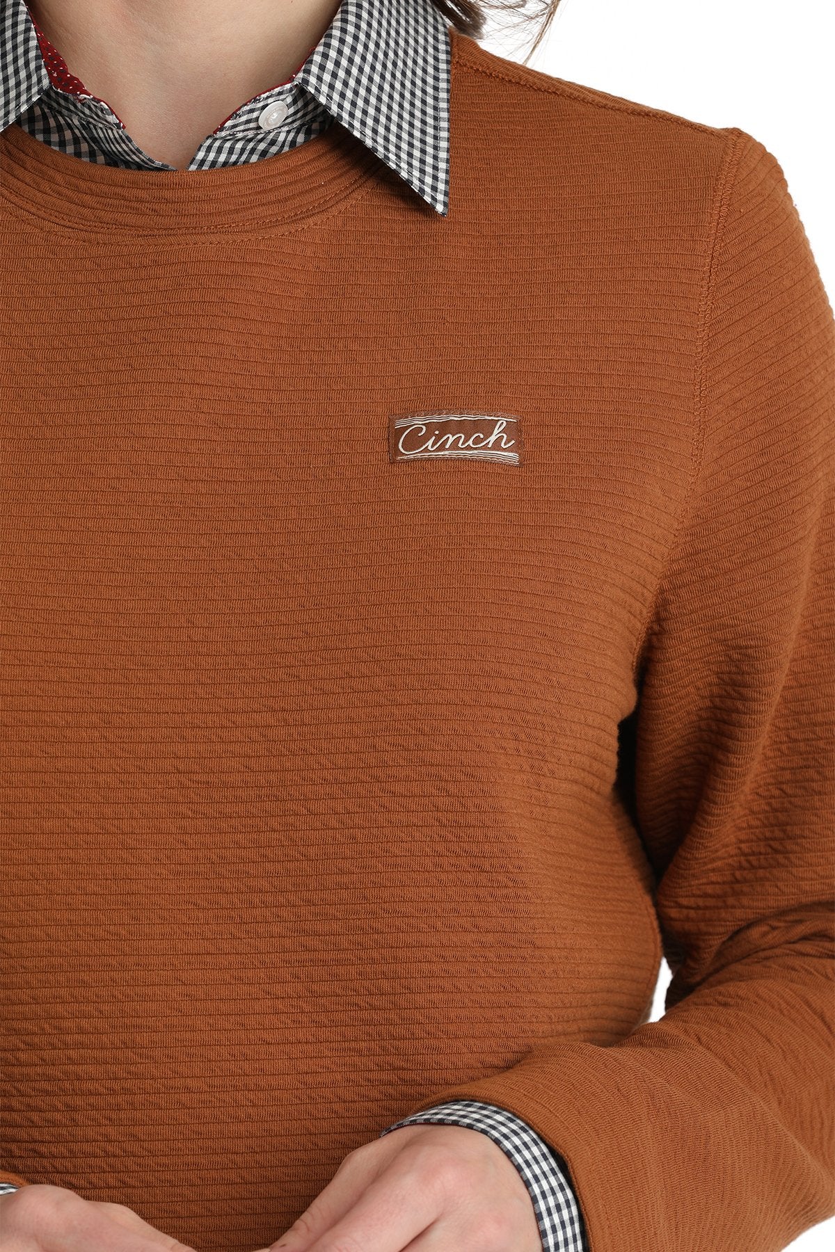 Cinch Women's Textured Pullover Sweatshirt in Copper