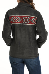 Cinch Women's Southwest Stripe Fleece Pullover in Charcoal