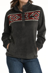 Cinch Women's Southwest Stripe Fleece Pullover in Charcoal