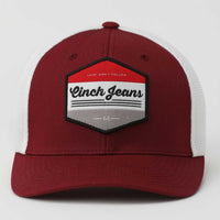 Cinch Men's Flexfit Logo Trucker Cap in Burgundy and White