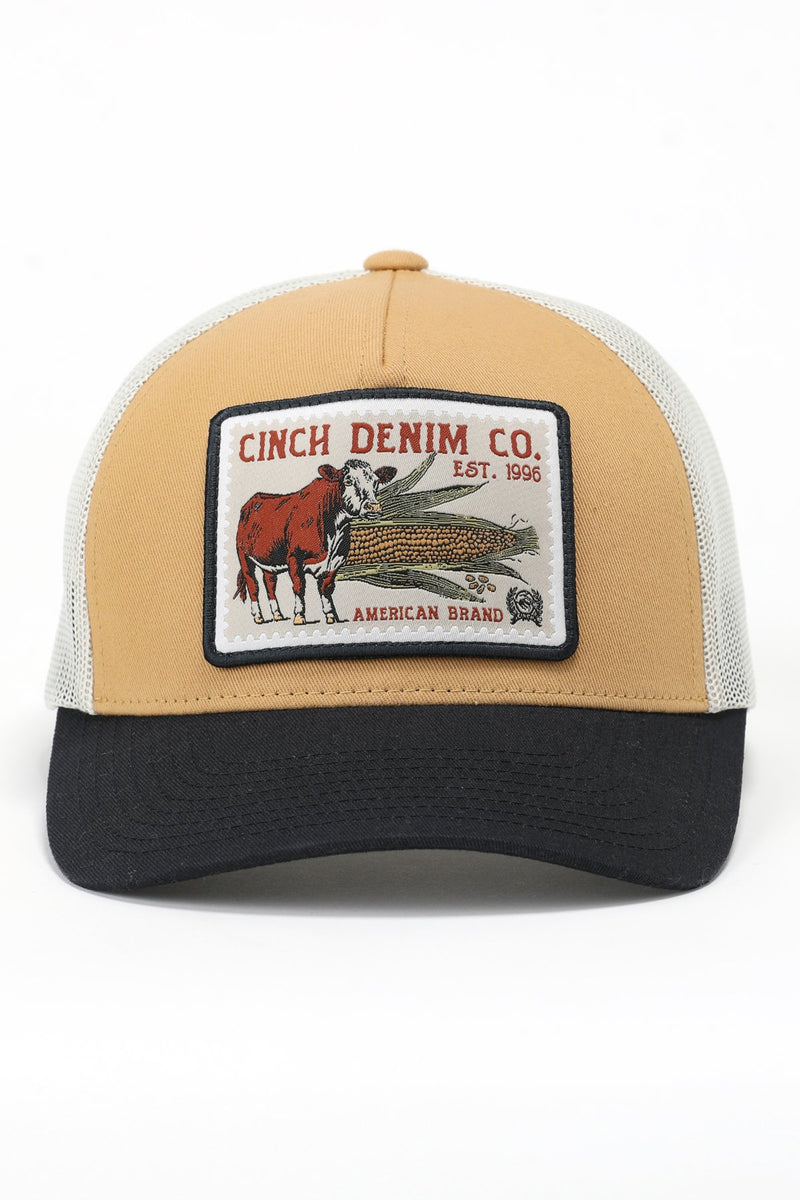 Cinch Denim Trucker Cap in Gold