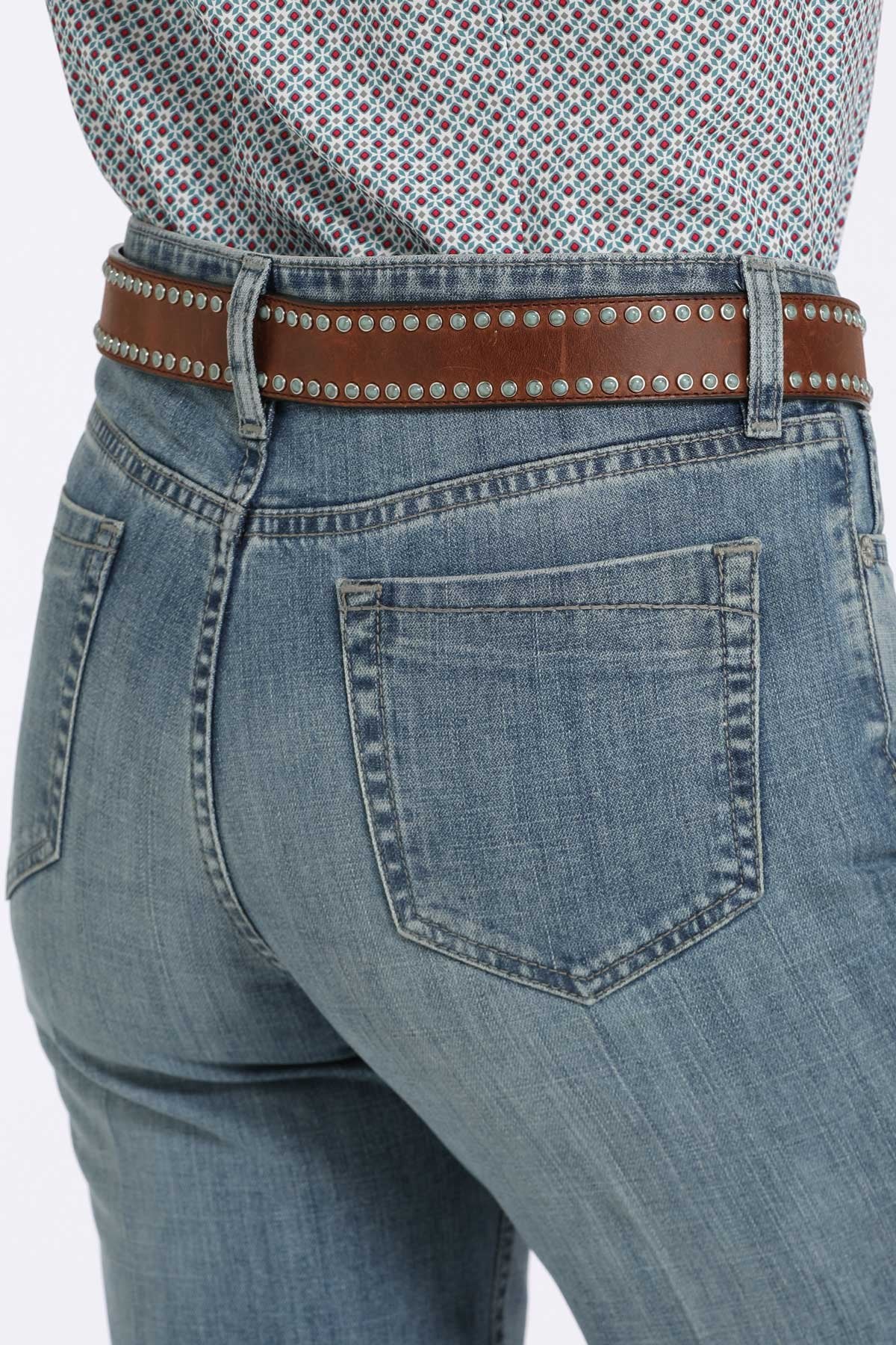 Cinch Women's Tatum High Rise Trouser in Medium Stonewash