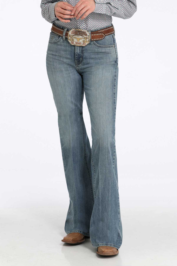 Cinch Women's Tatum High Rise Trouser in Medium Stonewash
