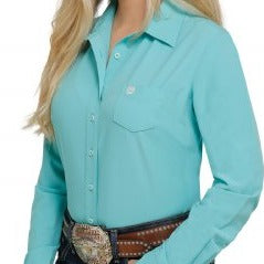 Cinch Women's Solid Turquoise Arenaflex Western Button Down Shirt