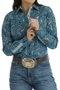 Cinch Women's Blue Paisley Western Button Down Shirt