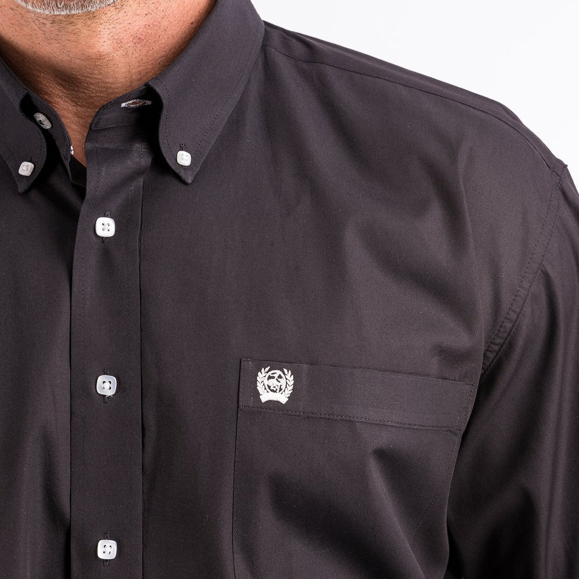 Cinch Men's Classic Fit Solid Western Button Down Shirt in Black