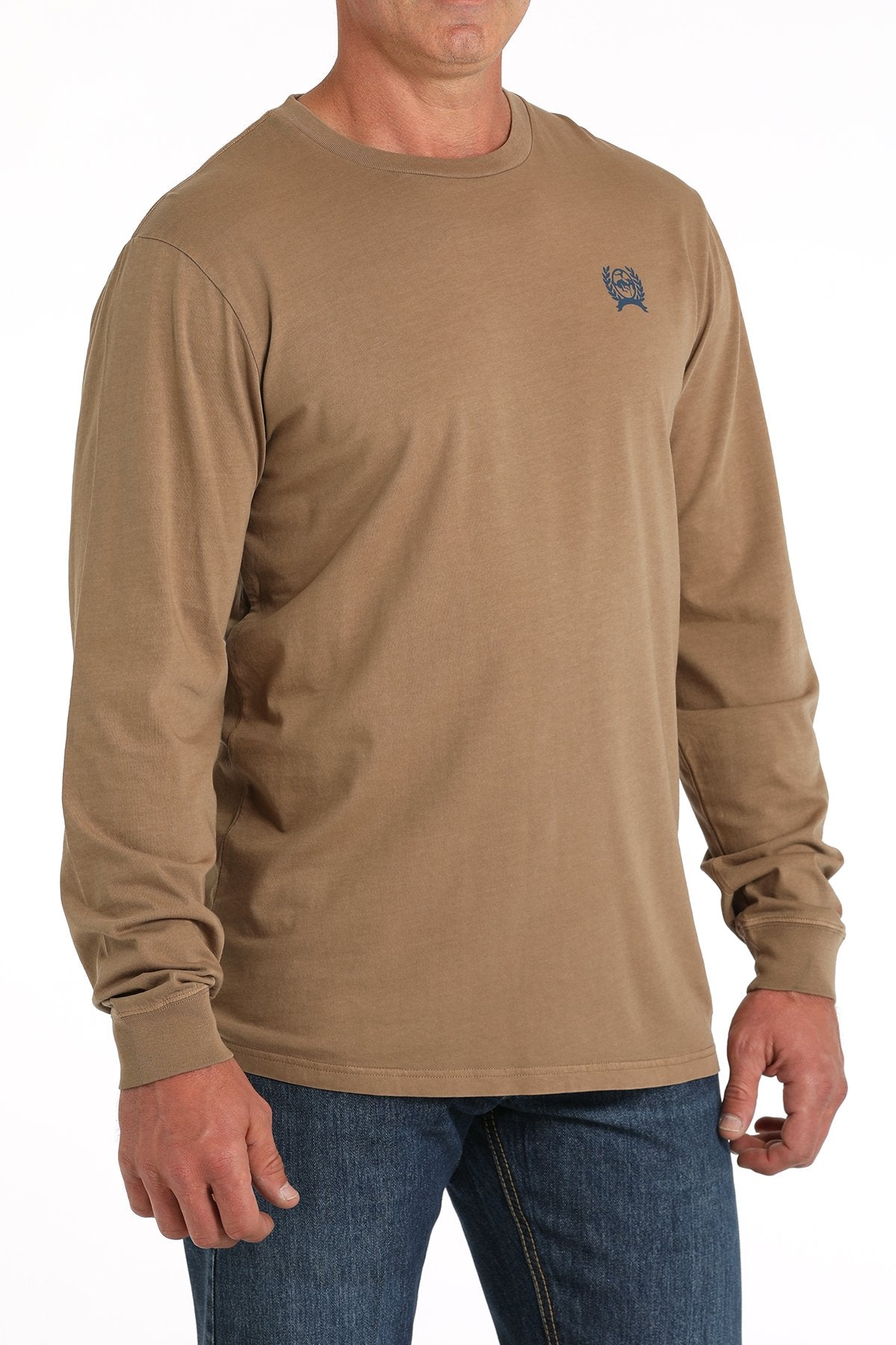 Cinch Men's "Ranching Ain't Easy" L/S Graphic Logo T-Shirt in Khaki