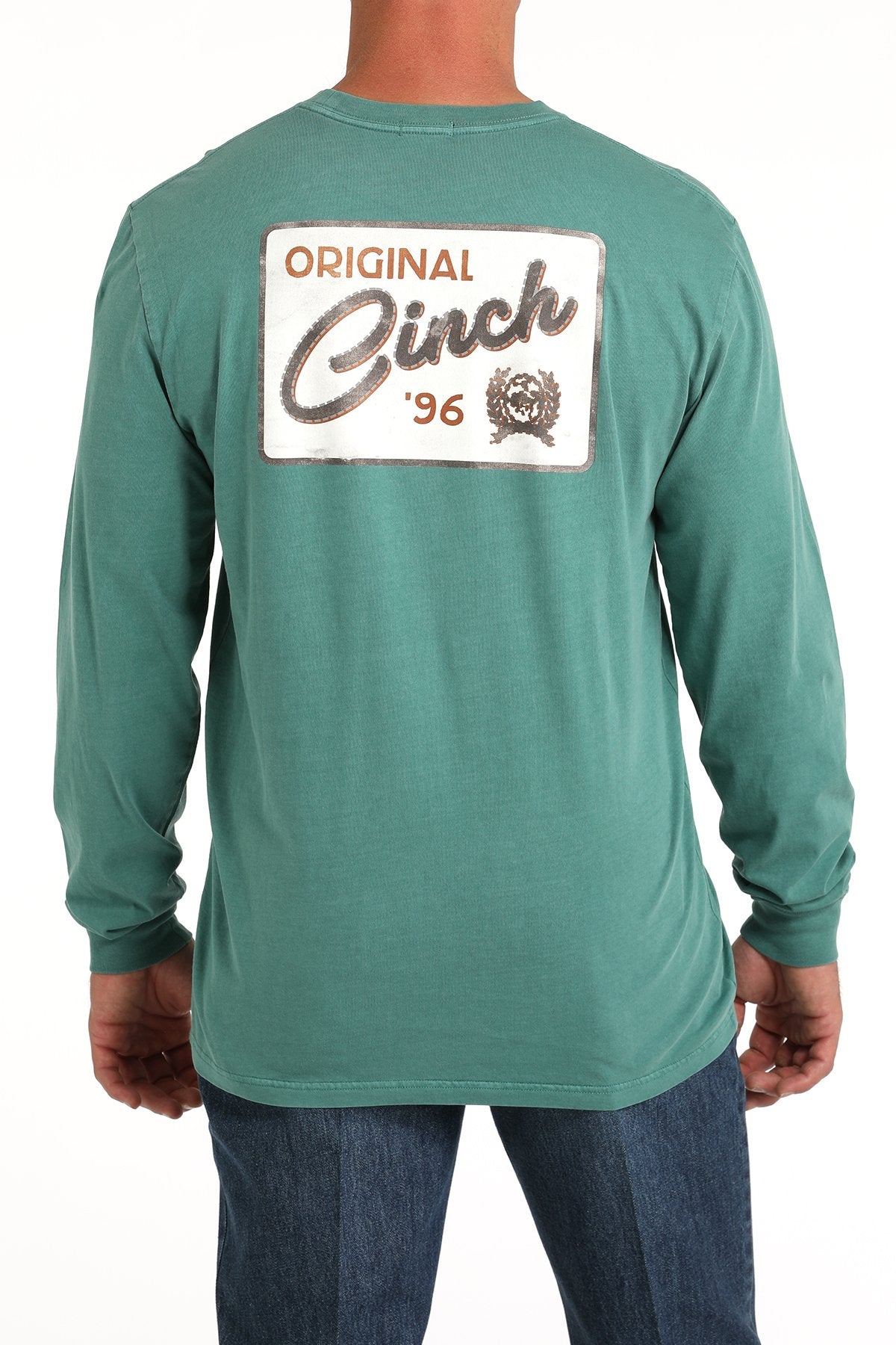 Cinch Men's "Cinch Original" L/S Graphic Logo T-Shirt in Green