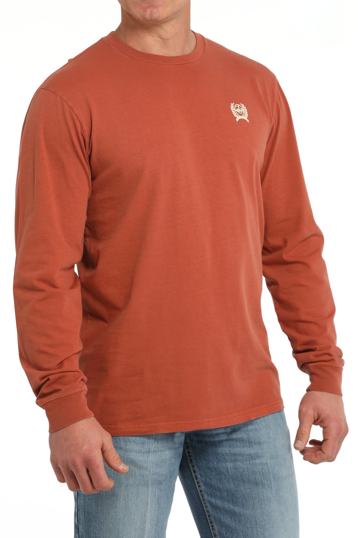 Cinch Men's "Land Of The Free" L/S Graphic Logo T-Shirt in Orange