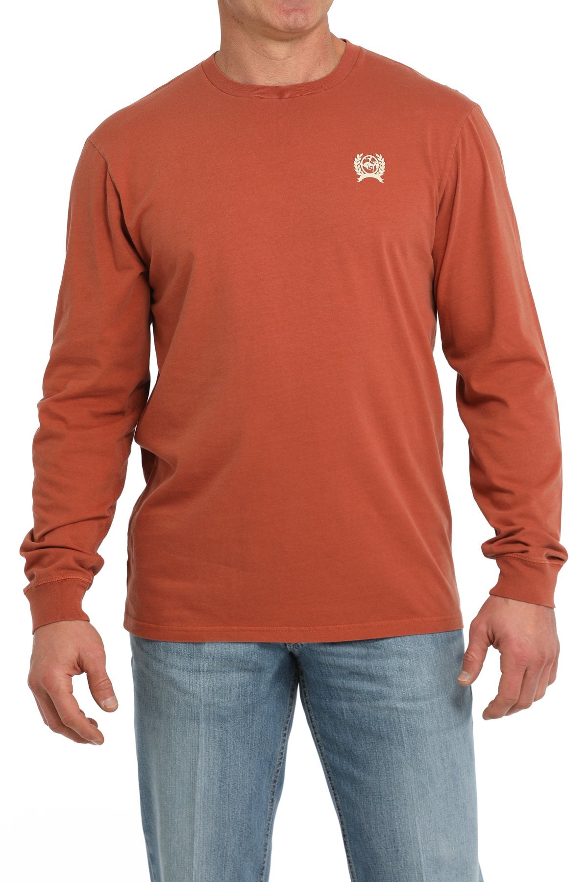 Cinch Men's "Land Of The Free" L/S Graphic Logo T-Shirt in Orange