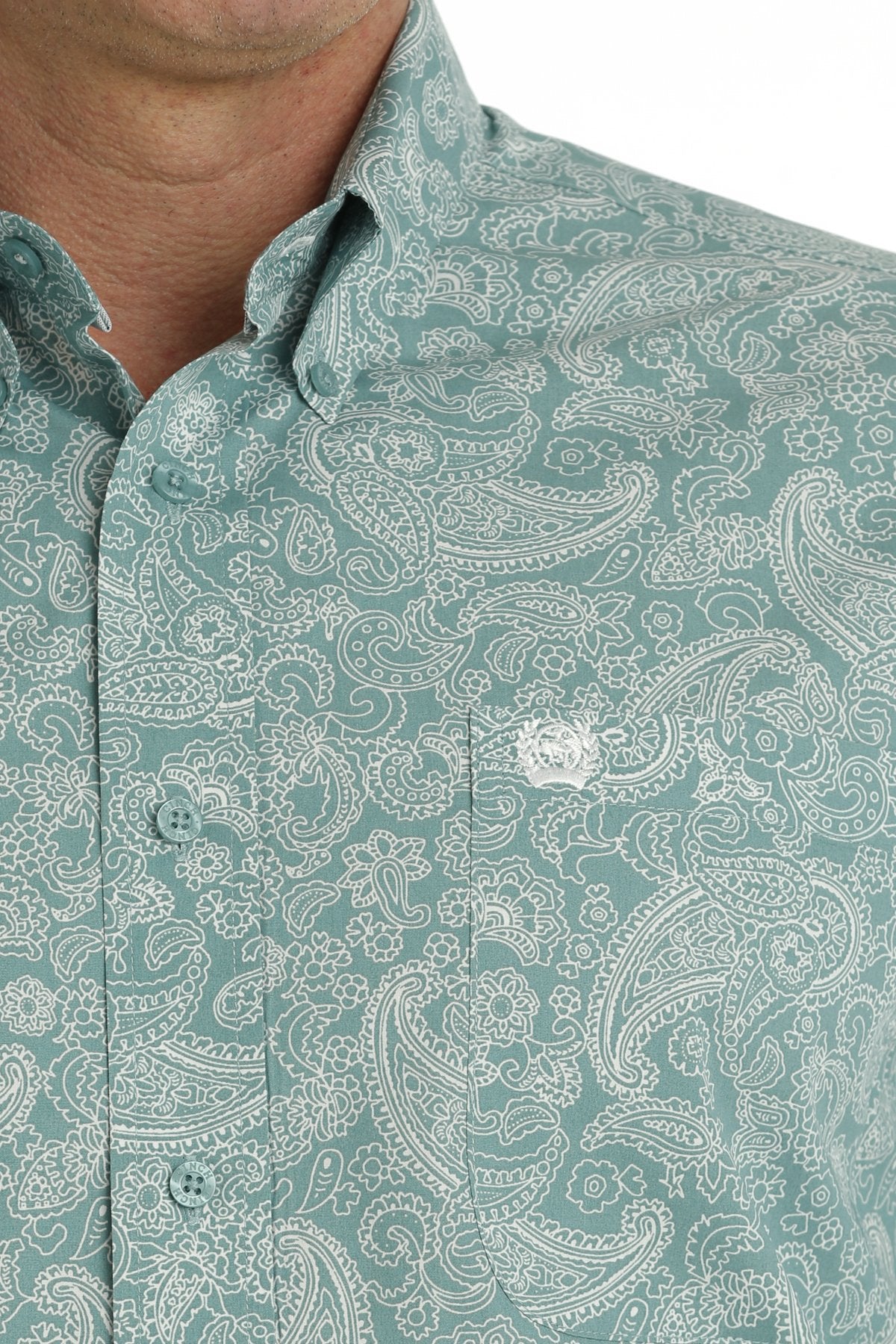 Cinch Men's L/S Classic Fit Paisley Western Button Down Shirt in Turquoise