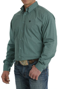 Cinch Men's L/S Classic Fit Geometric Line Western Button Down Shirt in Turquoise