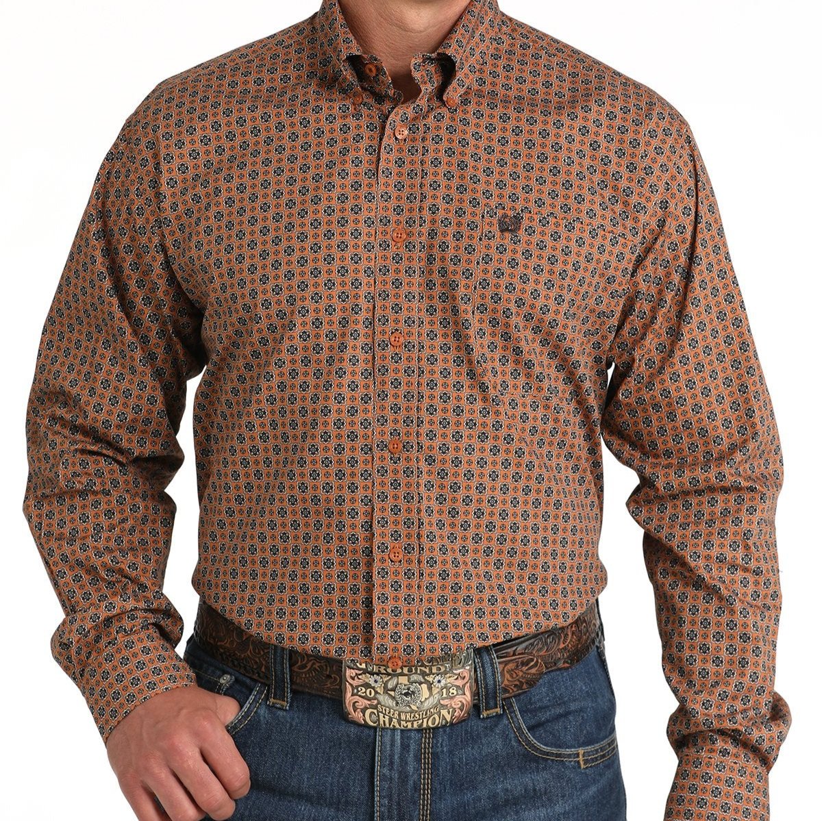 Cinch Men's Classic Fit Floral Geometric Western Button Down
