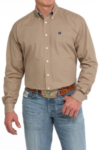 Cinch Men's L/S Classic Fit Geometric Square Western Button Down Shirt in Gold