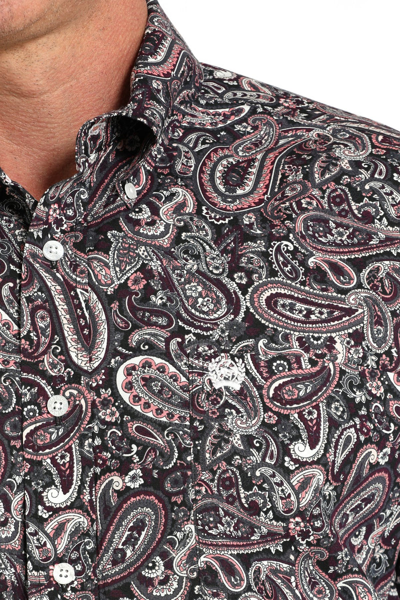 Cinch Men's L/S Classic Fit Paisley Western Button Down Shirt in Purple