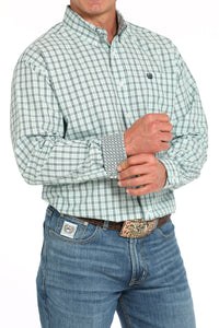 Cinch Men's L/S Classic Fit Plaid Western Button Down Shirt in Turquoise