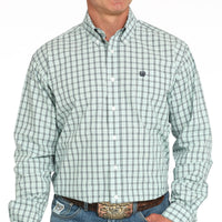 Cinch Men's L/S Classic Fit Plaid Western Button Down Shirt in Turquoise