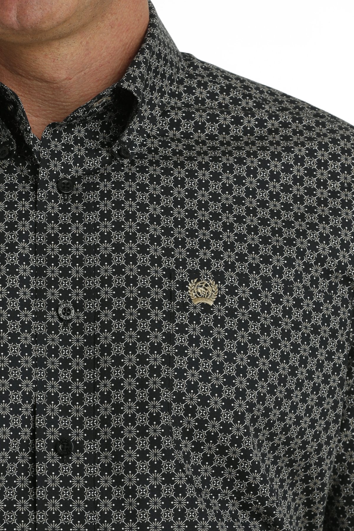 Cinch Men's S/S Classic Fit Geometric Western Button Down Shirt in Black