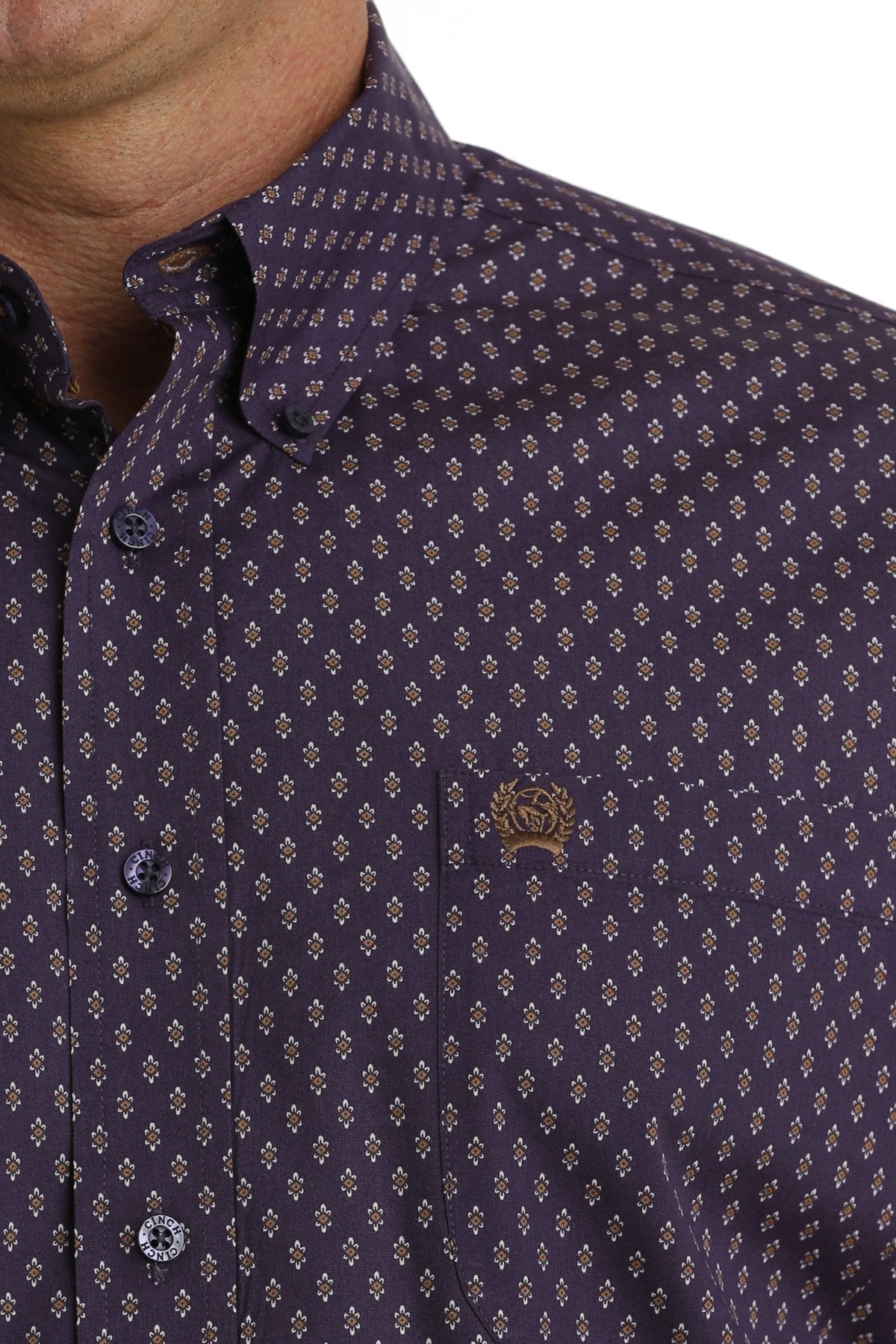 Cinch Men's S/S Classic Fit Geometric Western Button Down Shirt in Purple
